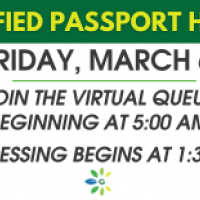 Temporary Change: Passport Processing Will Begin 1:30 PM on March 6 - Join the Virtual Queue Beginning at 5 AM