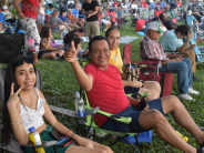 Families waiting for fireworks show