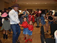 Daddy Daughter Dance Western theme Dad dancing with his two daughters