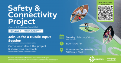 Saftey & Connectivity Project Phase 1 - Public Input Session on Tuesday, February 10 from 5-7pm